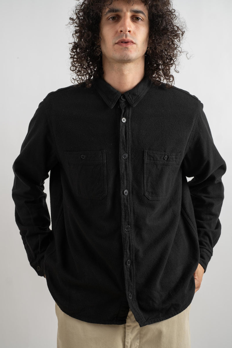 TWO POCKET SHIRT IN BLACK BRUSHED TWILL