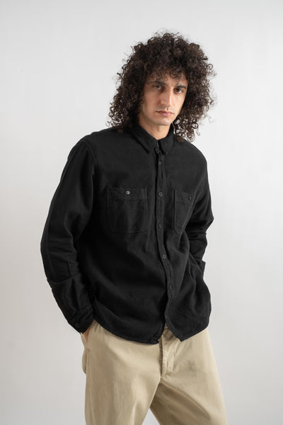 Two Pocket Shirt In Black Brushed Twill