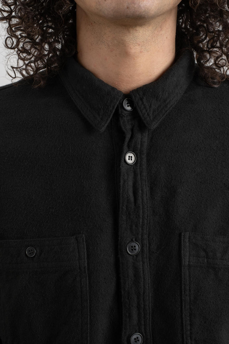 TWO POCKET SHIRT IN BLACK BRUSHED TWILL