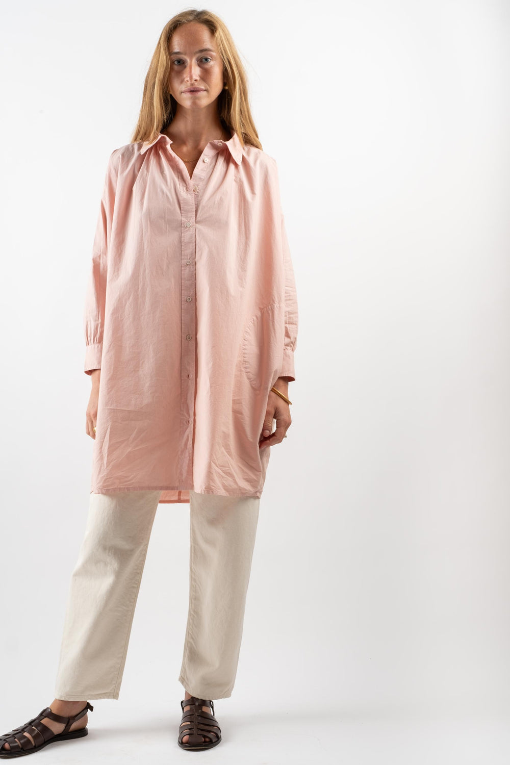 Maria Shirtdress in Natural Dyed Poplin Pink