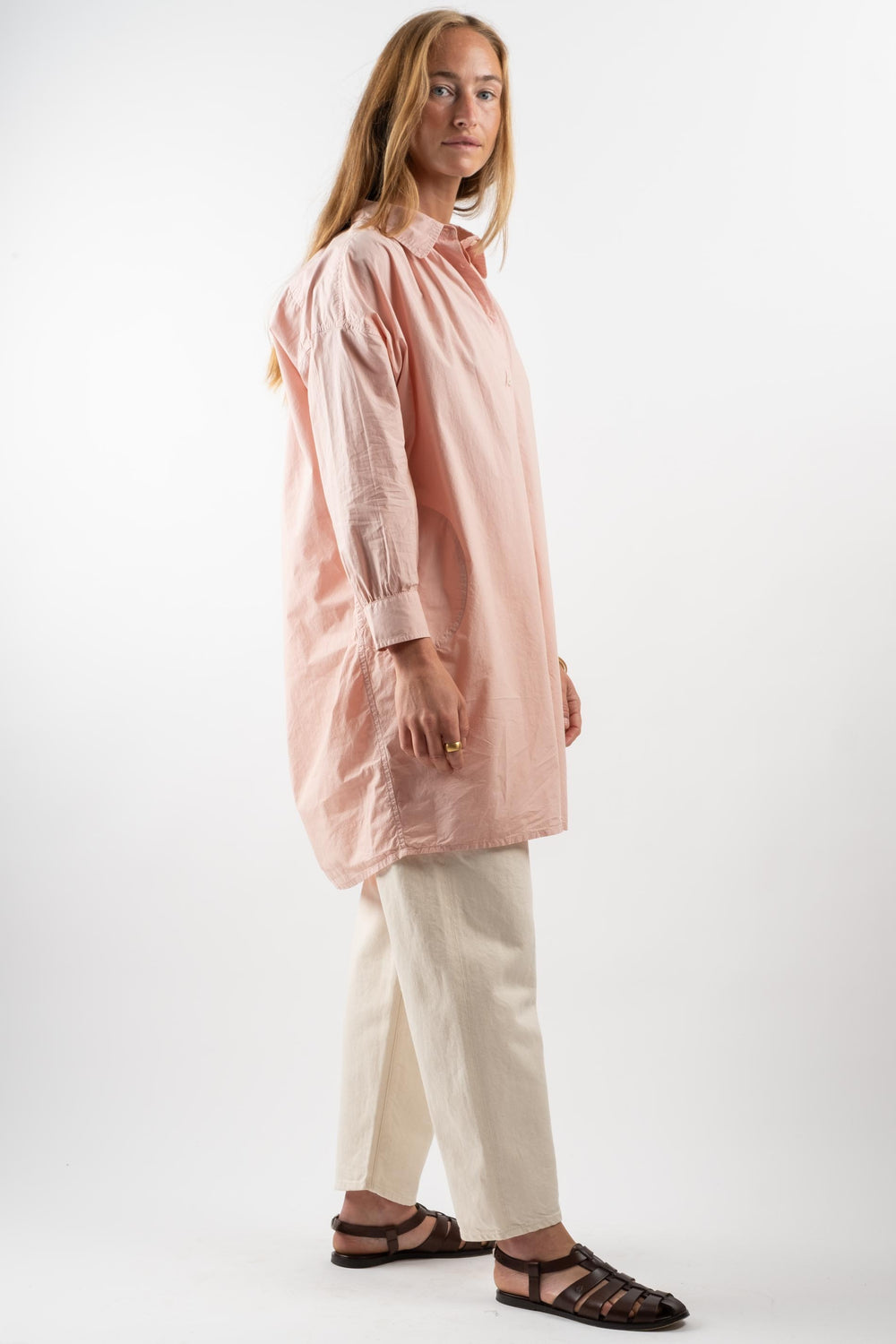 Maria Shirtdress in Natural Dyed Poplin Pink