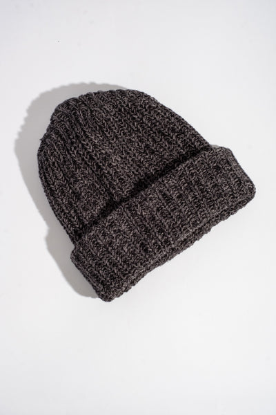 Knit Hat in Black + Charcoal