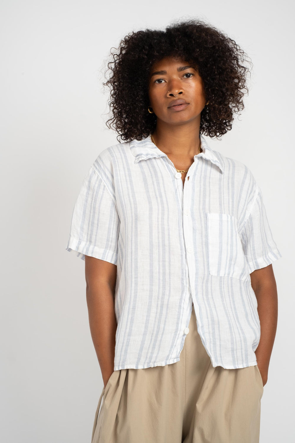 Nic Shirt in Linen Stripe