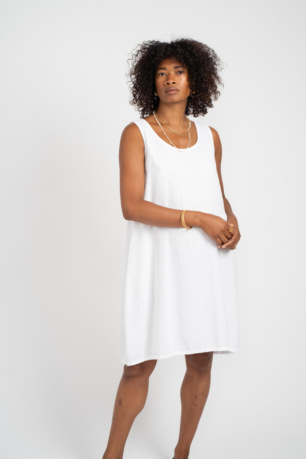 Jess Scoop Neck Dress in White