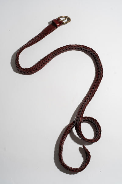 Handwoven Single Link Belt In Bordo