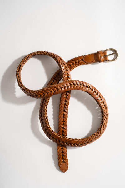 Handwoven Single Link Belt In Tan