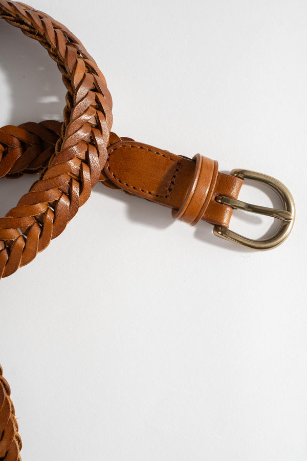 Handwoven Single Link Belt In Tan
