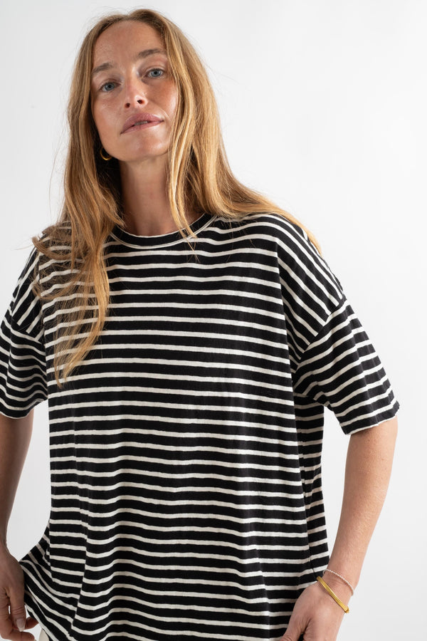 Stripe T-Shirt in Black + Natural