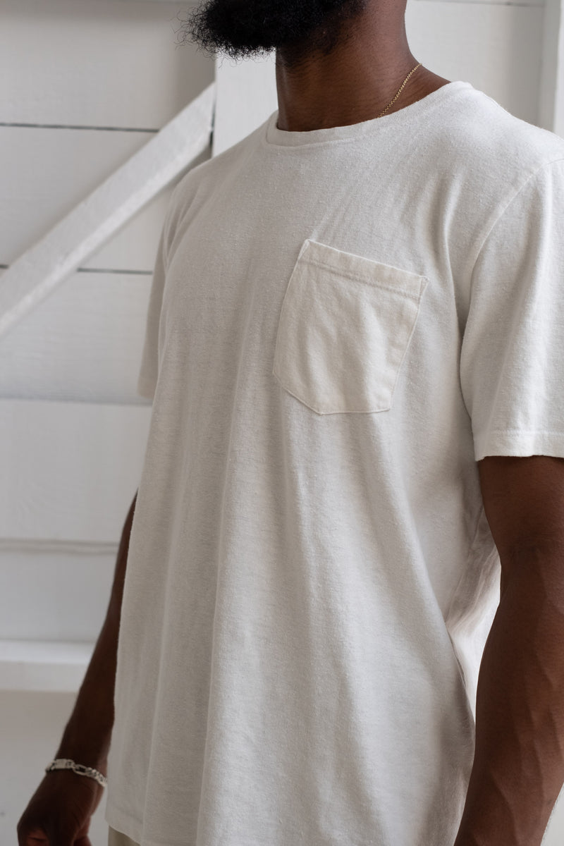 BAJA POCKET TEE IN WASHED WHITE