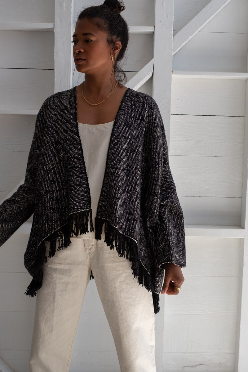 HANDWOVEN MAKI CARDIGAN IN BLACK