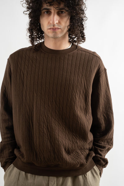 Quilted Crewneck in Field Brown