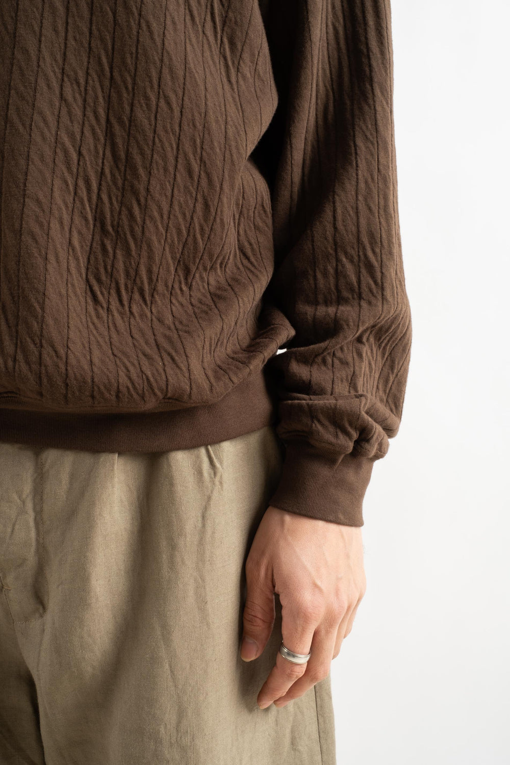 Quilted Crewneck in Field Brown
