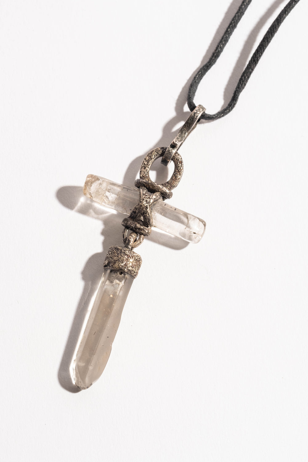 Sterling 2 Drop Quartz Pendant