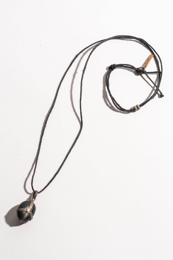 Sterling + Black Japanese Pebble Pendant