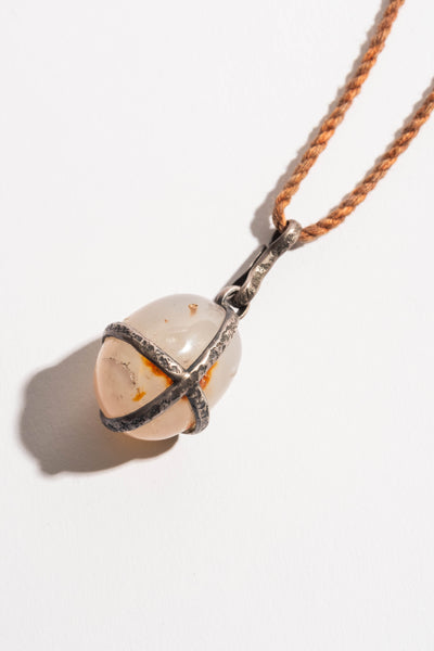 Sterling + Agate Wrap Egg Pendant