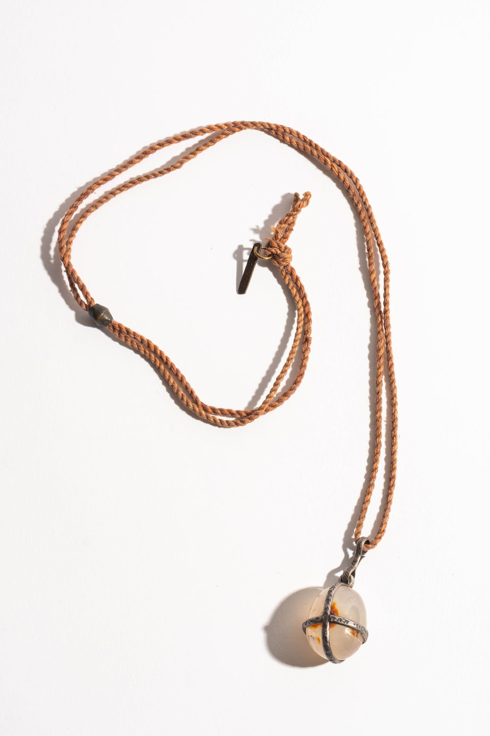 Sterling + Agate Wrap Egg Pendant