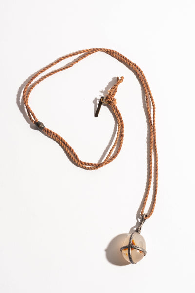 Sterling + Agate Wrap Egg Pendant