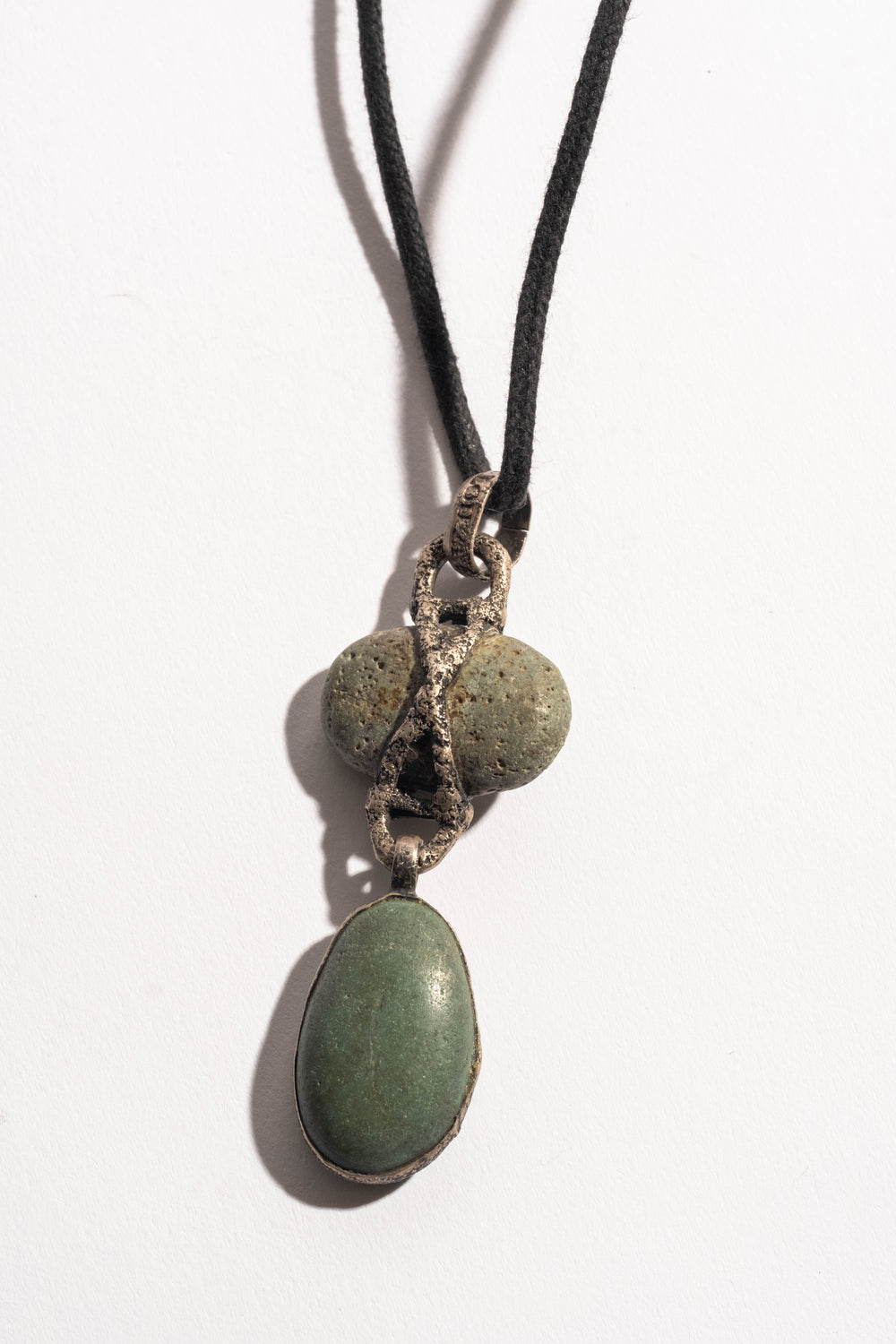 Sterling 2 Drop Indo Pebble Necklace