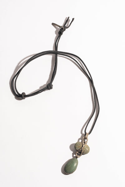 Sterling 2 Drop Indo Pebble Necklace