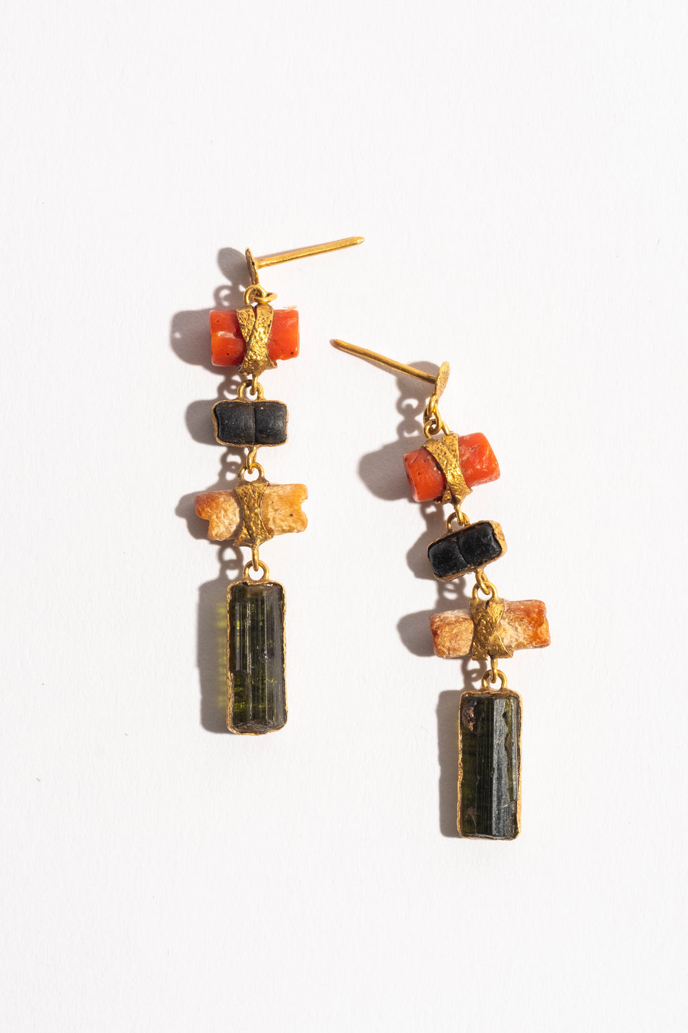 22K 4 Drop Pre Columbian Chimu Earrings