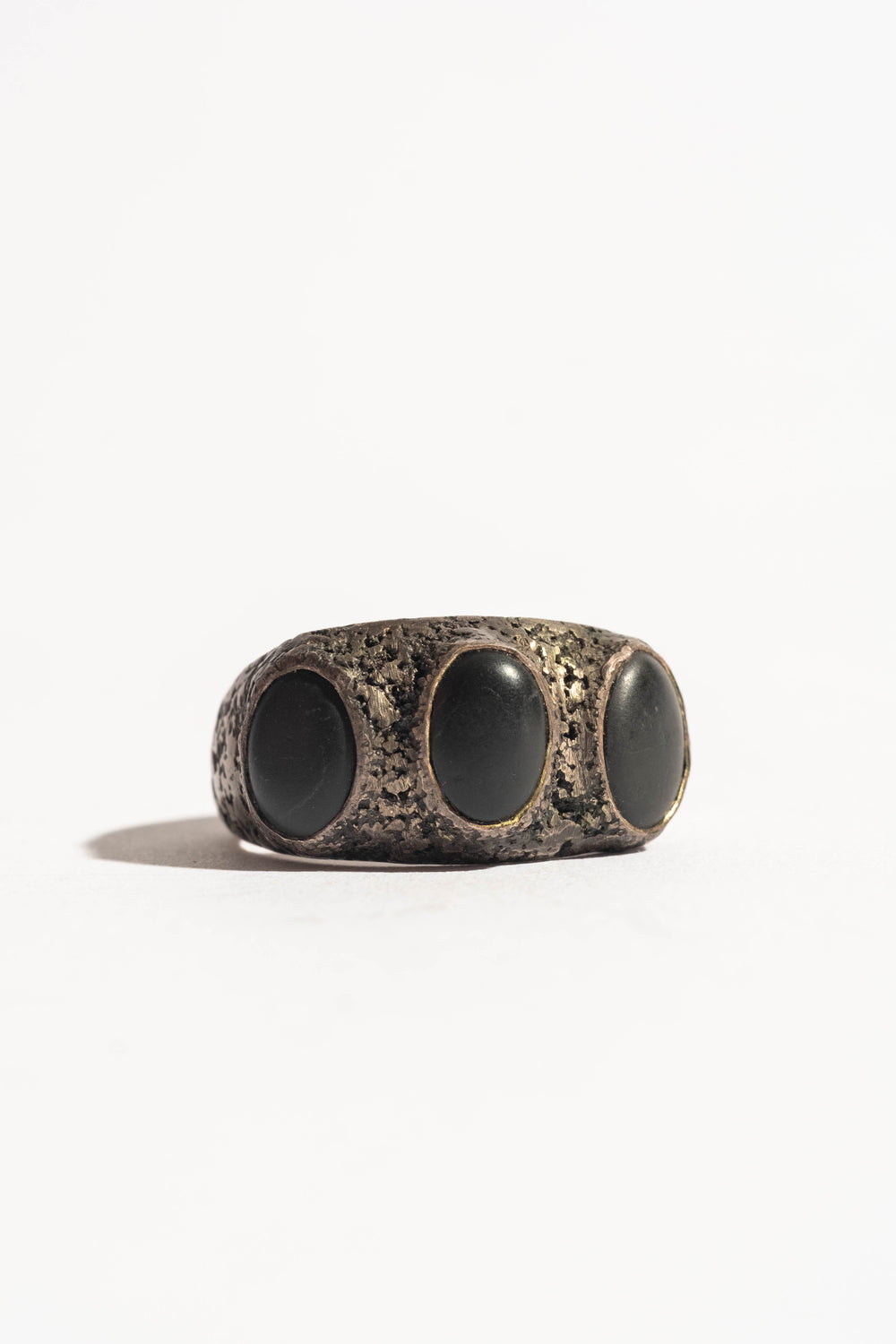 Sterling 3 Black Japanese Pebble Ring
