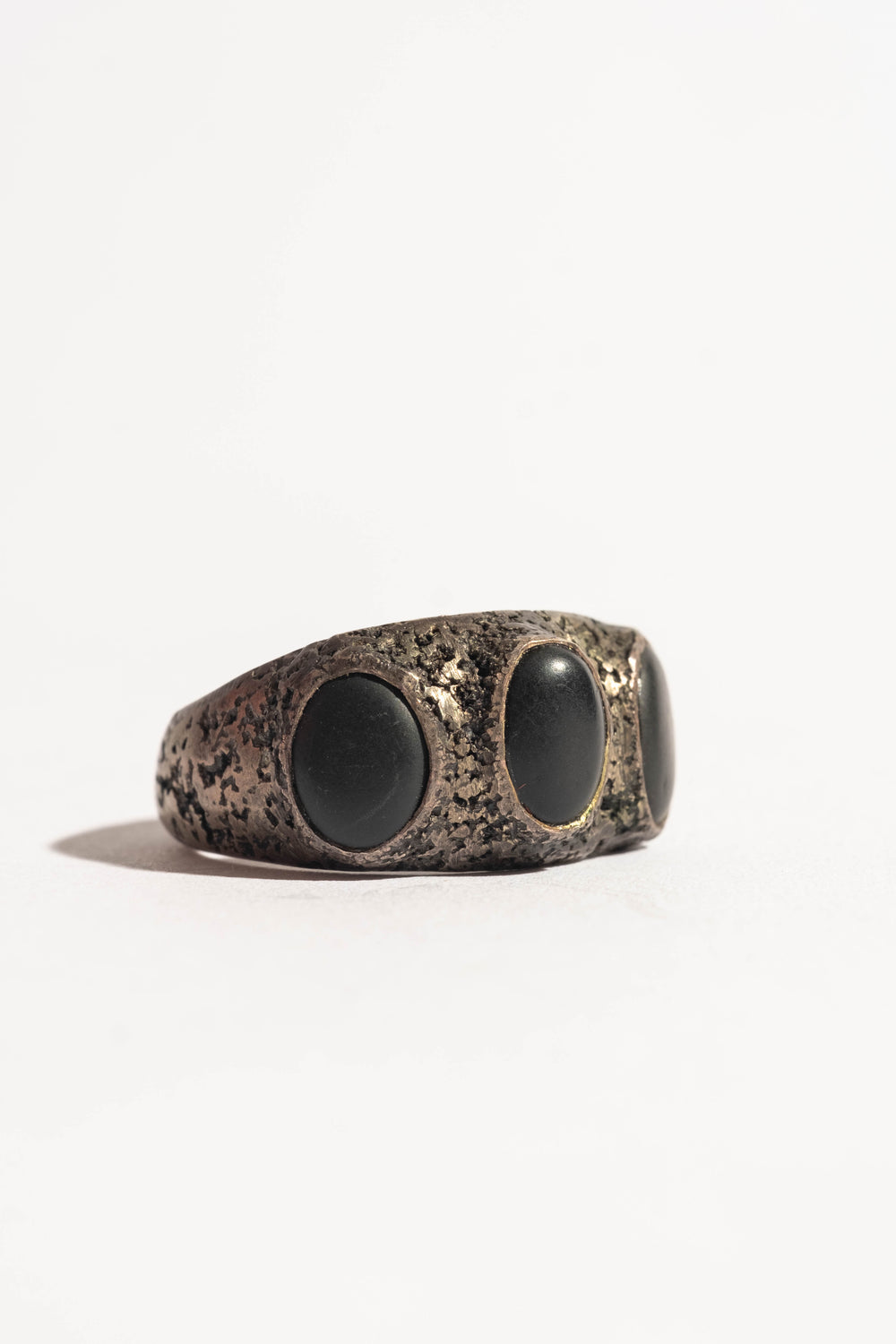 Sterling 3 Black Japanese Pebble Ring