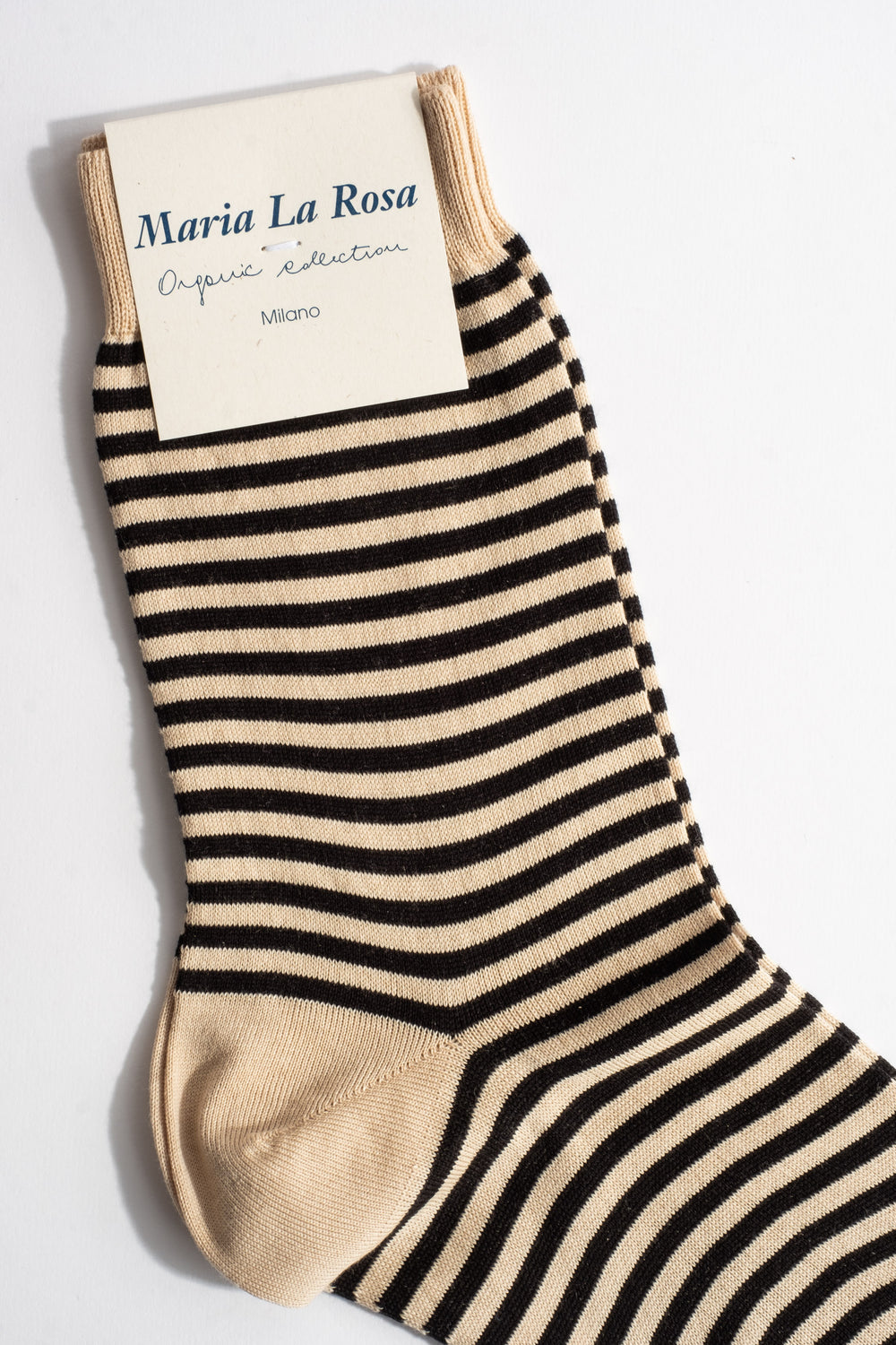 Cotton Stripe Sock In Black + Natural