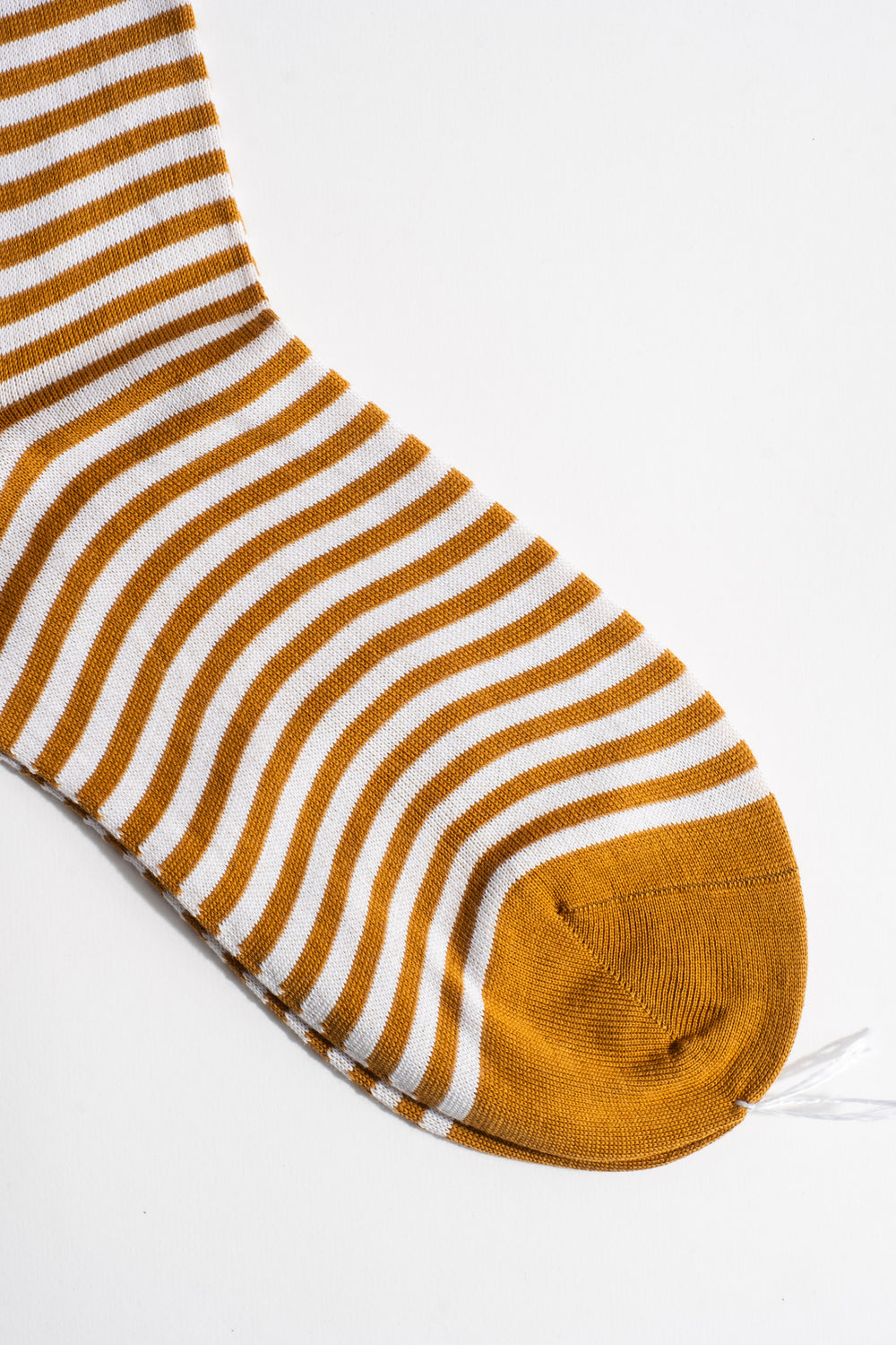 Cotton Stripe Sock In Ochre + White