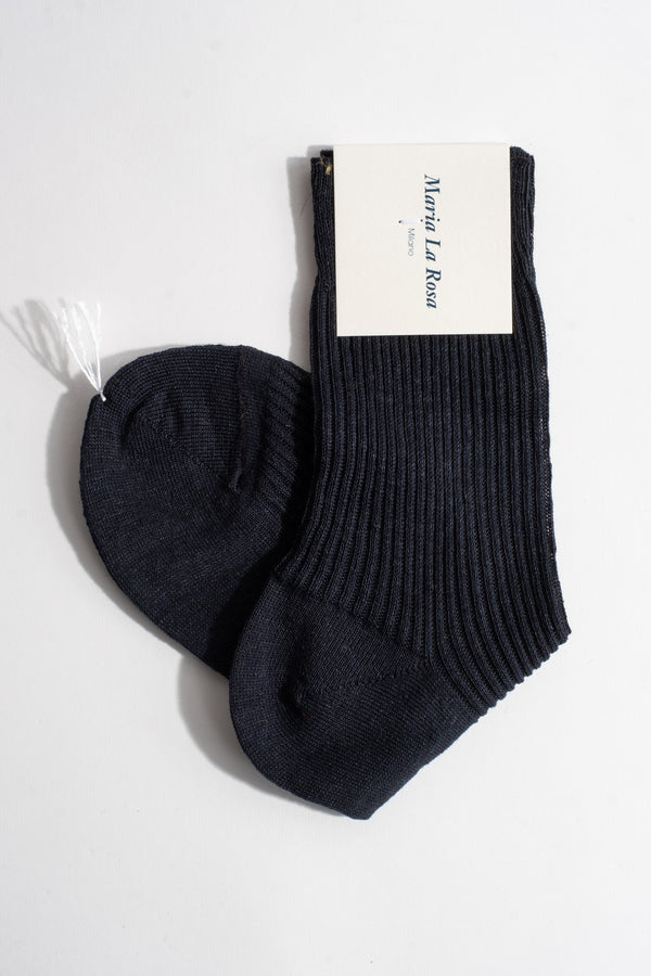 Linen Socks In Navy