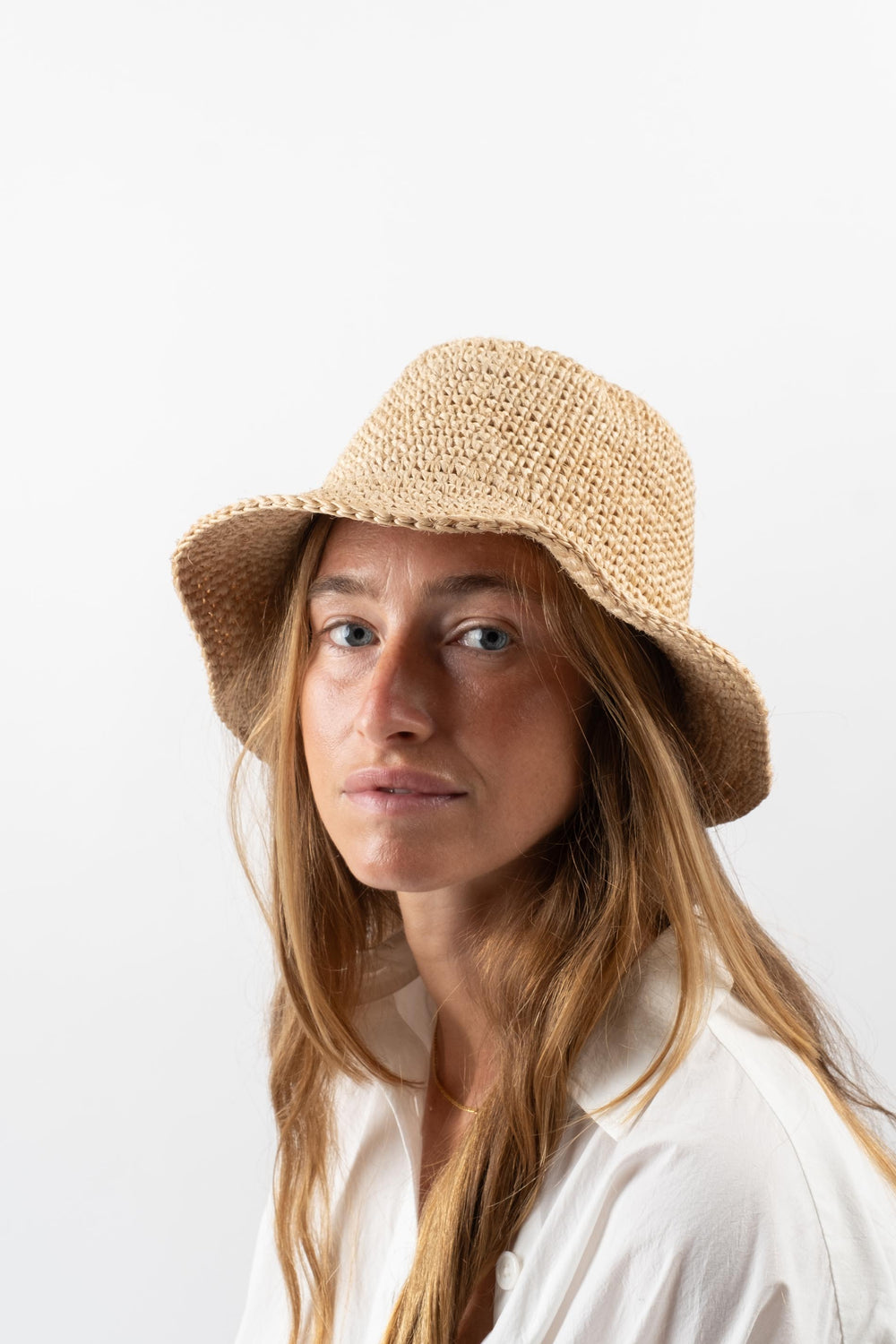 Crocheted Bucket Hat in Natural