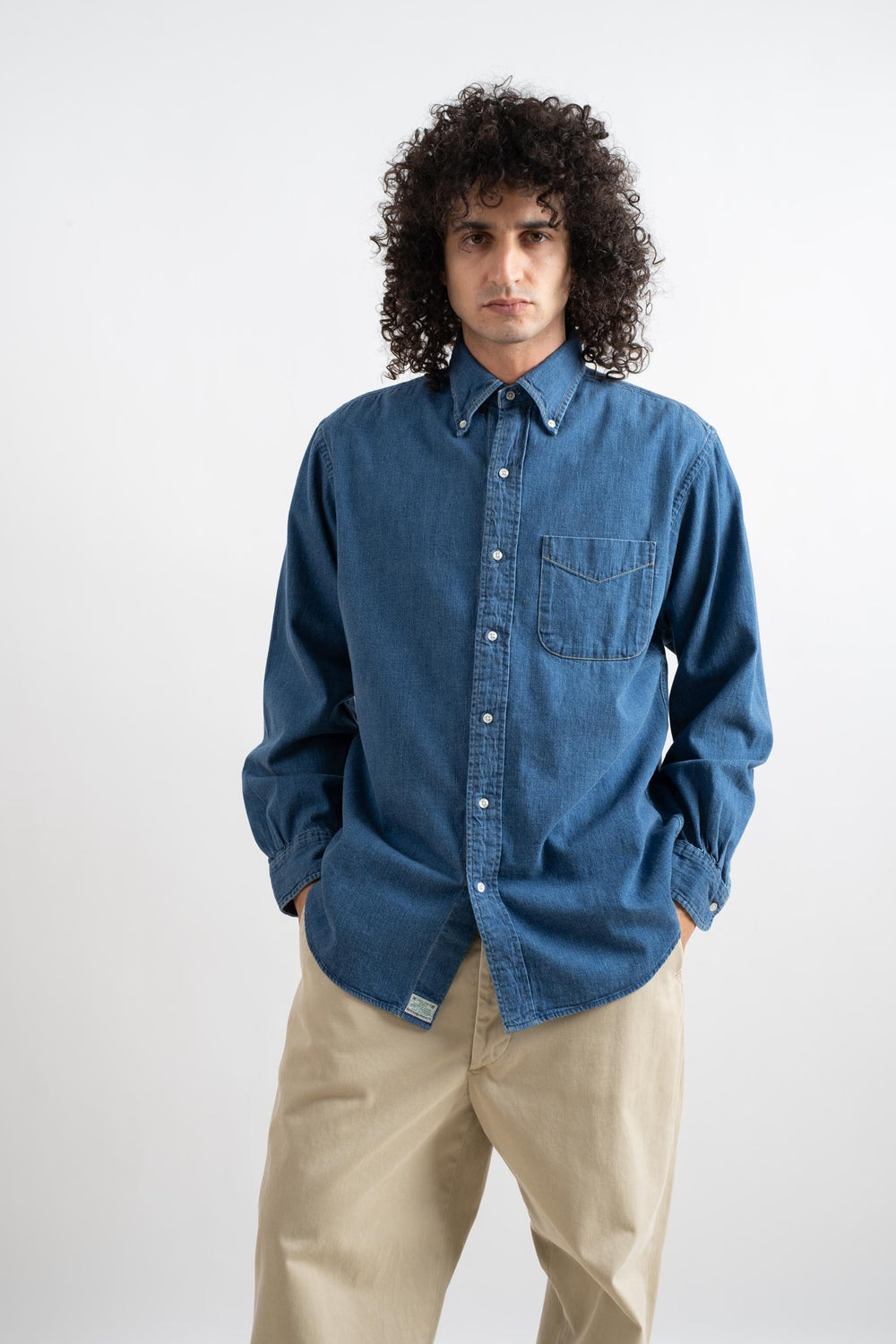 Denim Button Down Shirt In Used Wash