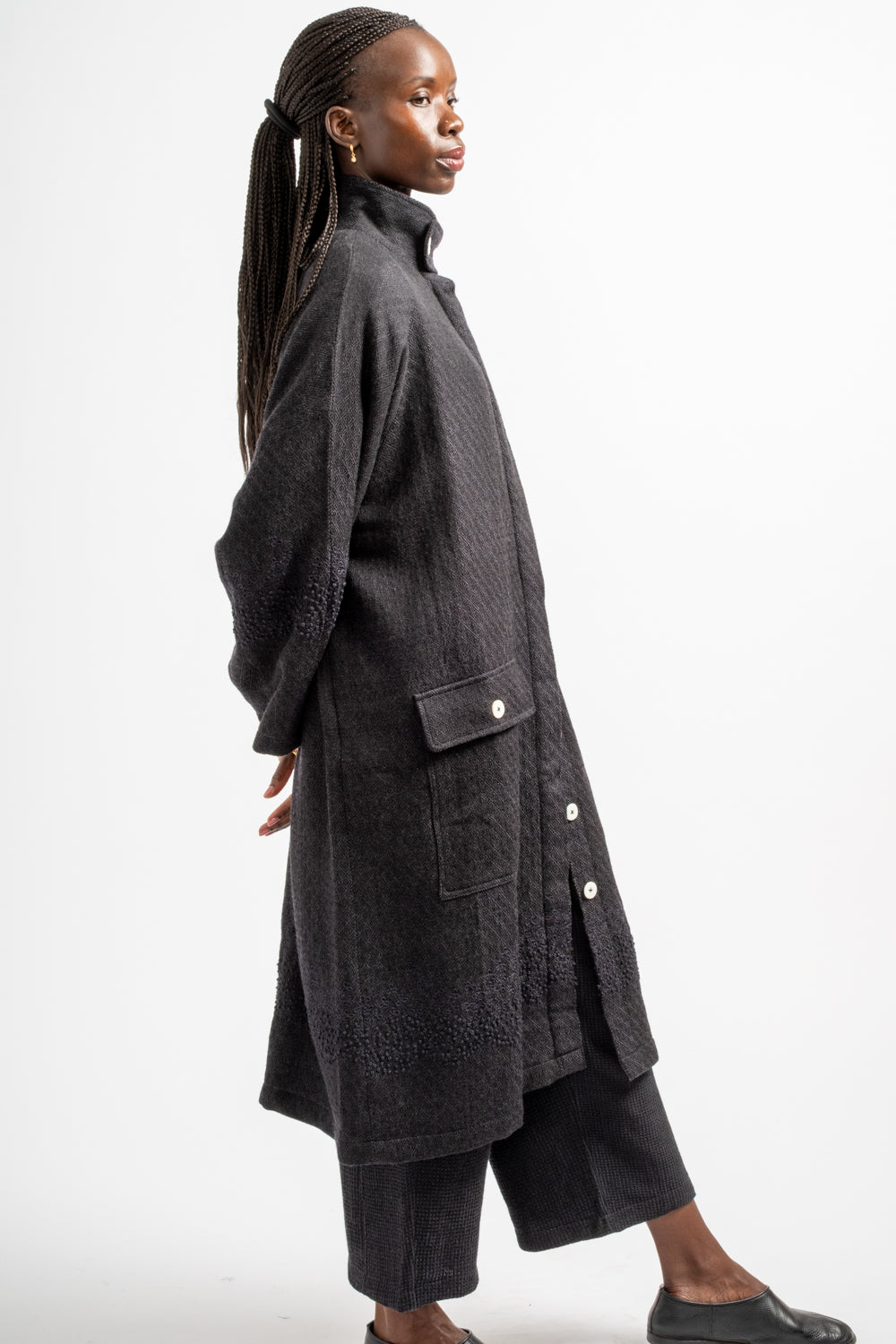 Aurora Embroidery Coat in Black