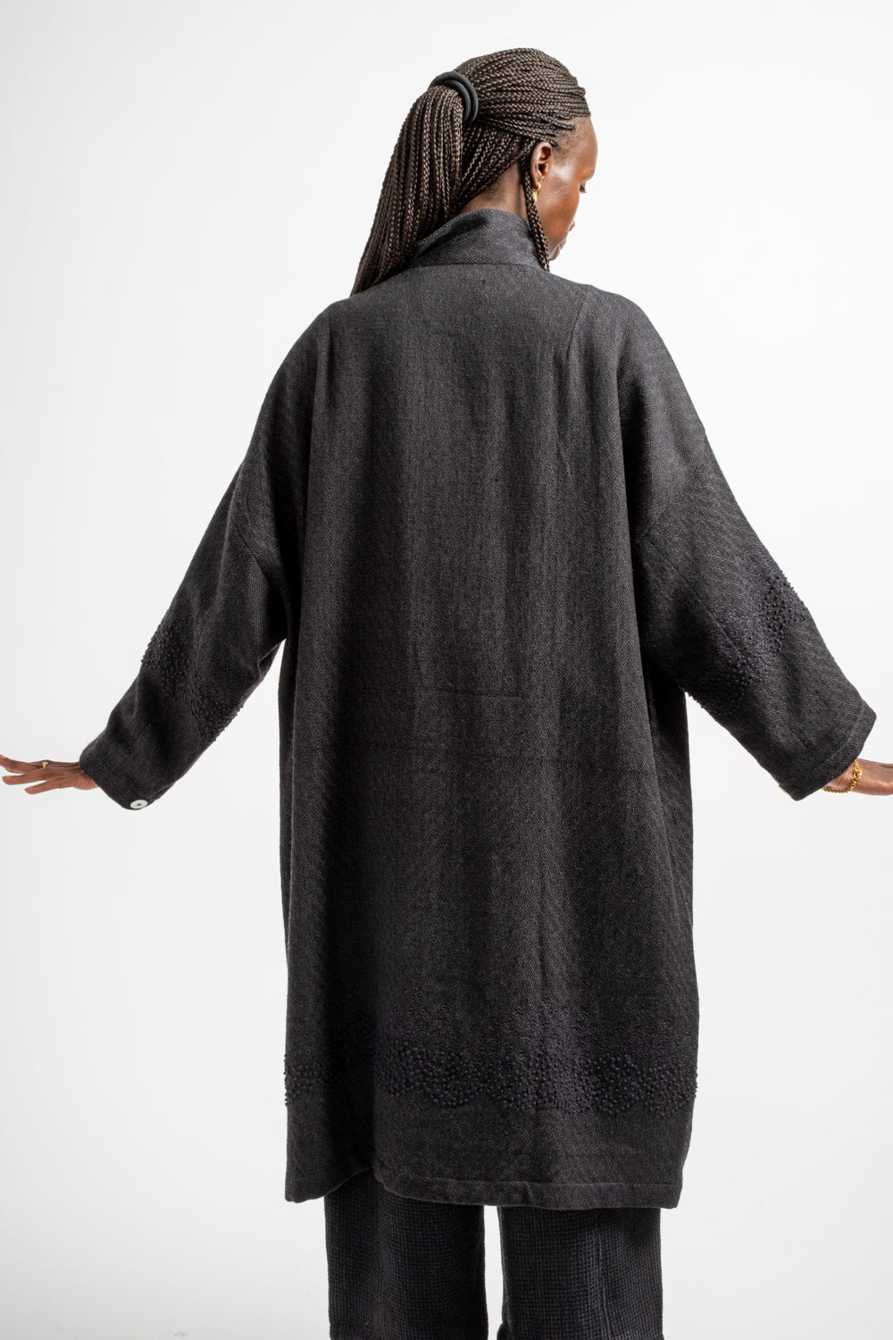 Aurora Embroidery Coat in Black