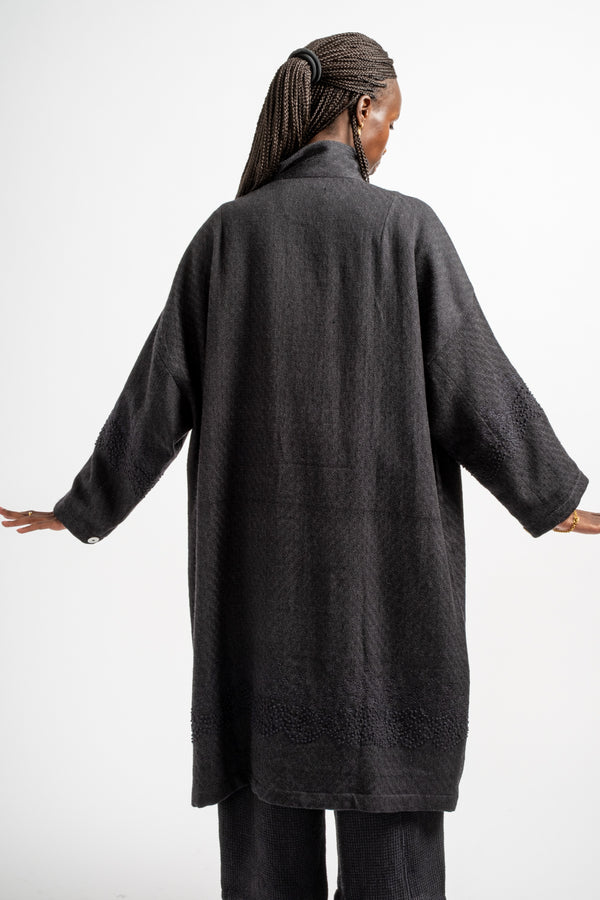 Aurora Embroidery Coat in Black
