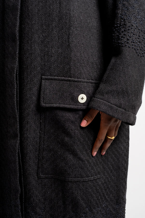 Aurora Embroidery Coat in Black