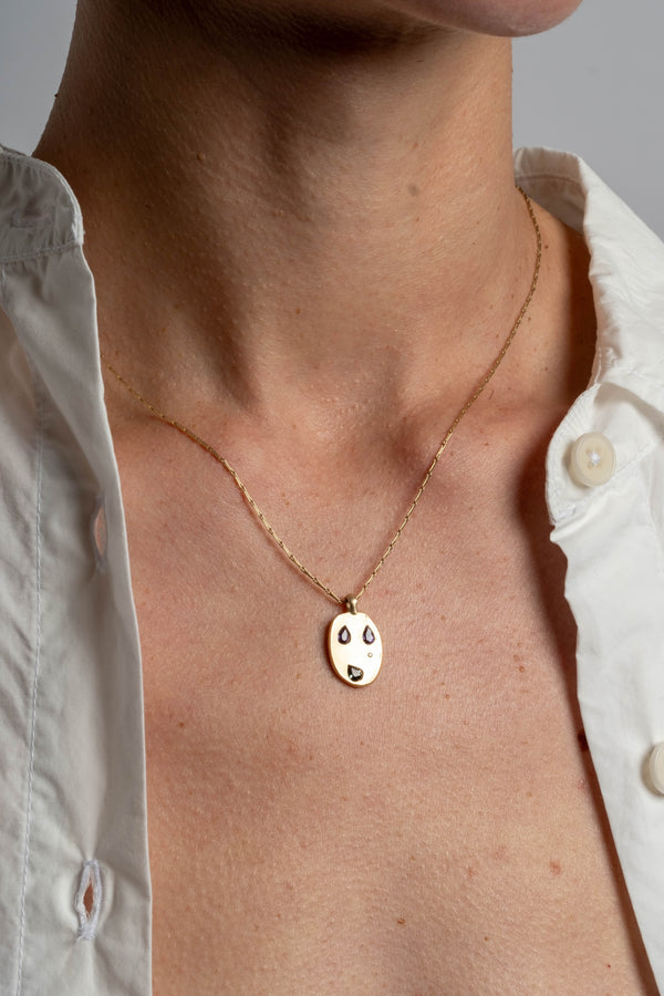 9K + Sapphire Mask Pendant No. 39