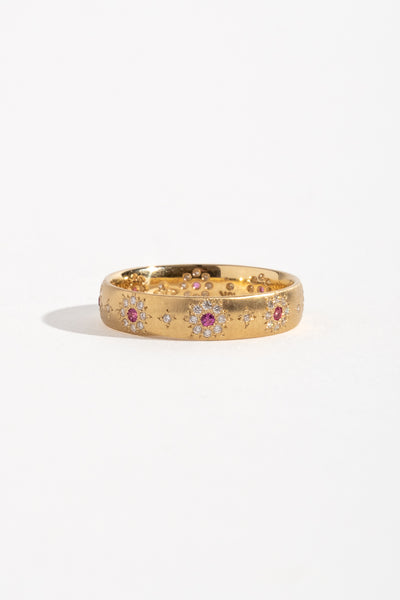 Rounded Shimmer Band with Pink Sapphire