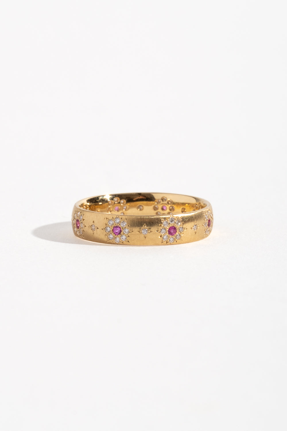 Rounded Shimmer Band with Pink Sapphire
