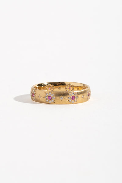 Rounded Shimmer Band with Pink Sapphire