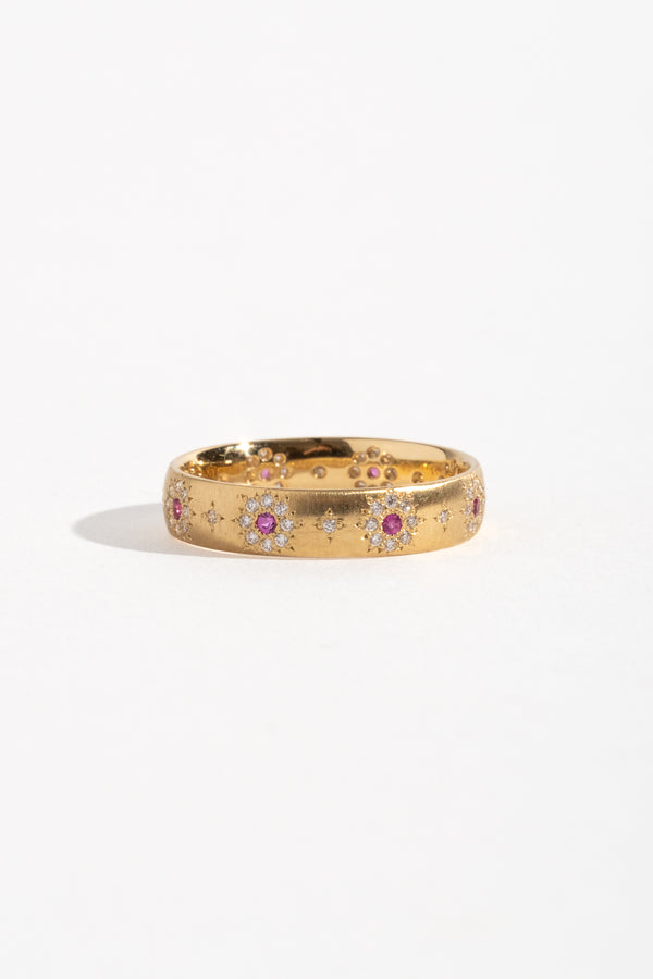Rounded Shimmer Band with Pink Sapphire