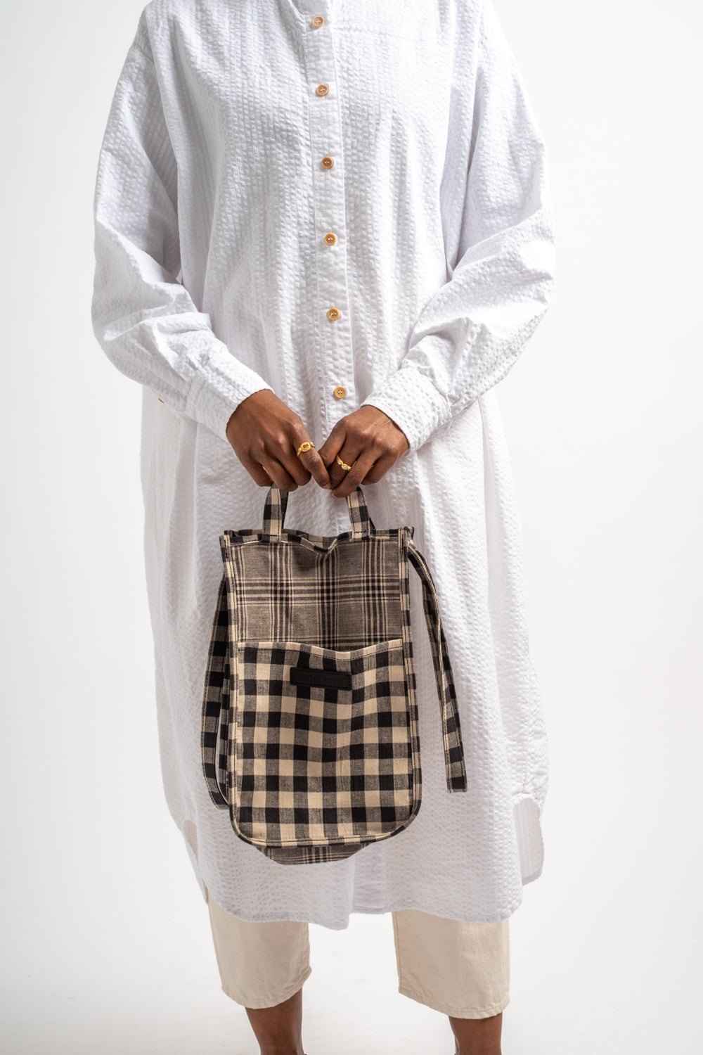 Medium Easy Bag in Checkered Black