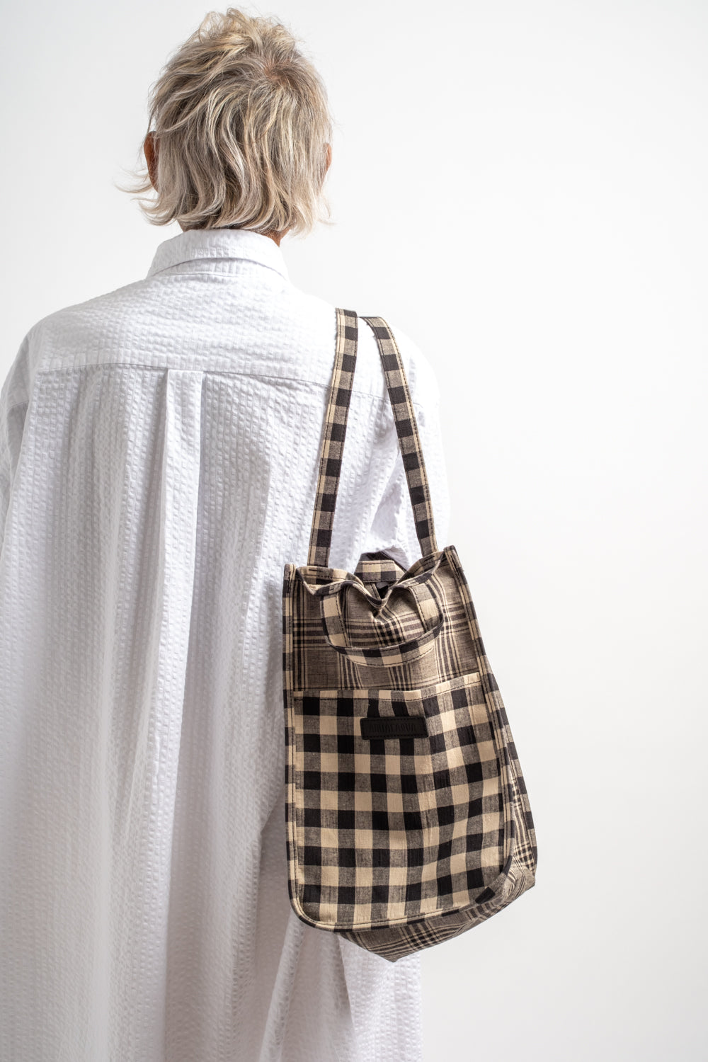 Medium Easy Bag in Checkered Black