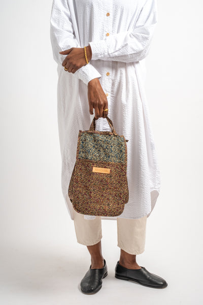 Medium Easy Bag in Floral Blue + Brown
