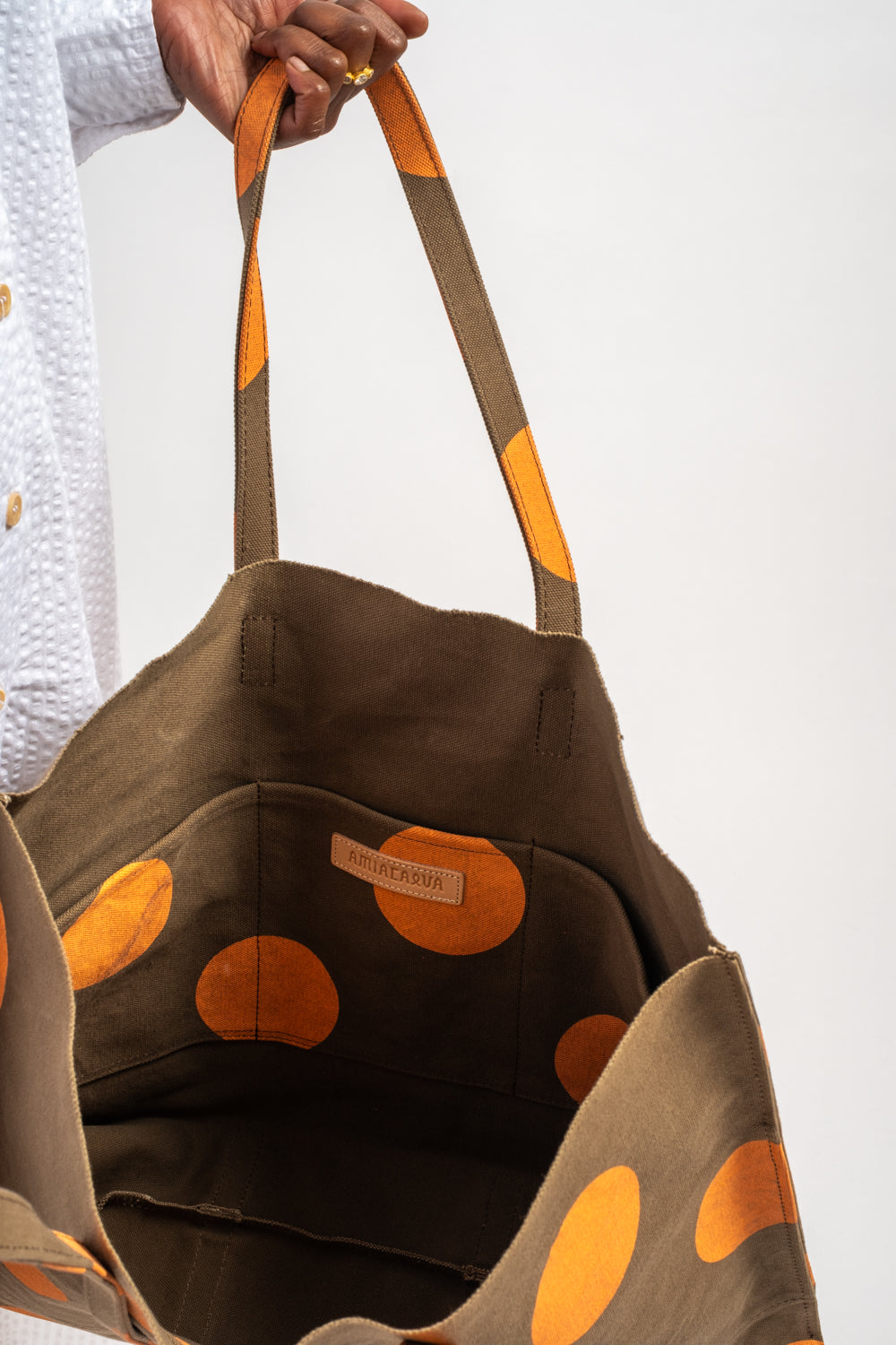 Medium Washed Canvas Tote in Orange Dot