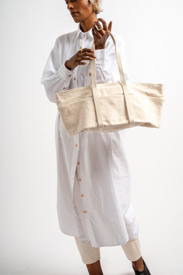 Shallow 6-Pocket Zip Tote