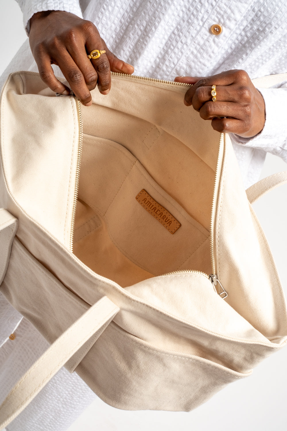 Shallow 6-Pocket Zip Tote