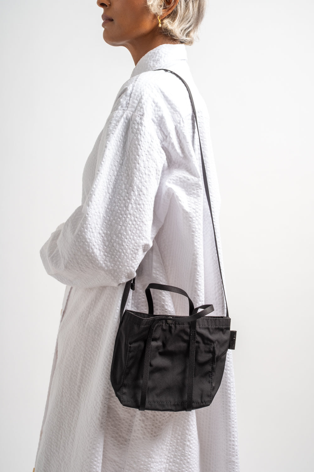 Small Gabardine 2-Way Shoulder Portable Bag in Black