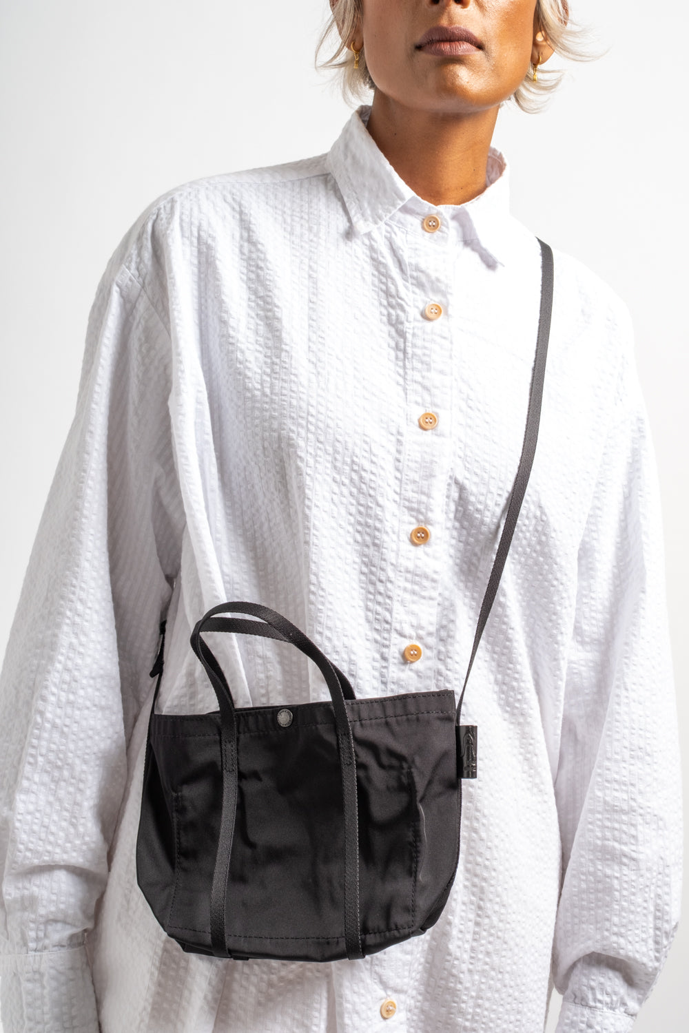 Small Gabardine 2-Way Shoulder Portable Bag in Black
