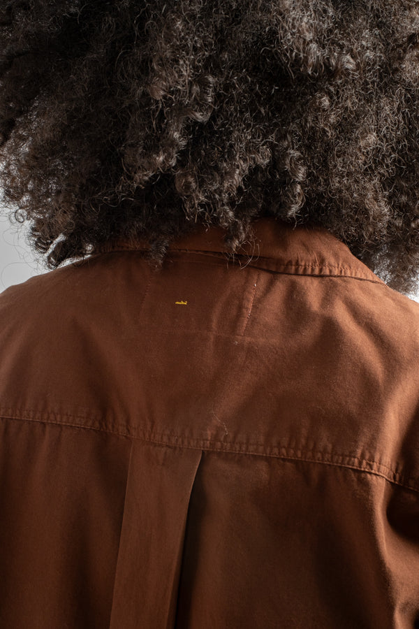 Asymmetric Round Collar Shirt in Chestnut