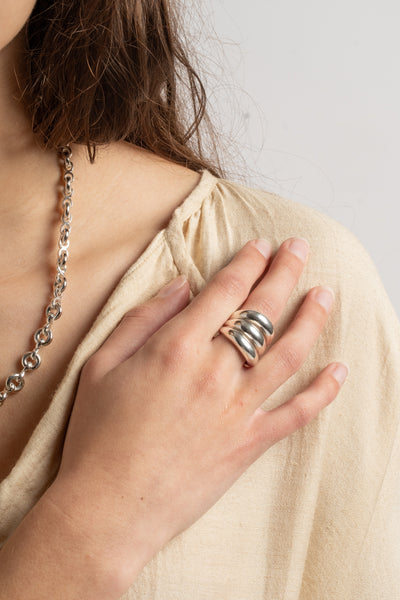 Large Time Ring in Silver